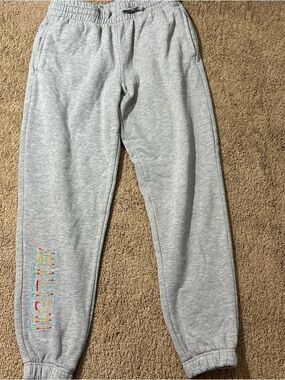 Aldi Gear Sweatpants Large Gray Fleece Joggers Embroidered Aldi Logo Pocket